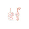 10kt Rose Gold Womens Round Diamond Dream Catcher Dangle Earrings 1/10 Cttw
