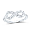 10kt White Gold Womens Round Diamond Infinity Ring 1/5 Cttw