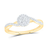 14kt Yellow Gold Womens Round Diamond Twist Cluster Ring 1/5 Cttw