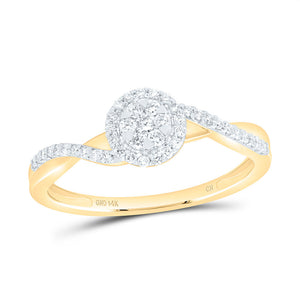 14kt Yellow Gold Womens Round Diamond Twist Cluster Ring 1/5 Cttw