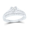 10kt White Gold Princess Diamond Bridal Wedding Ring Band Set 1/2 Cttw