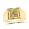 10kt Yellow Gold Mens Round Yellow Color Enhanced Diamond Square Cluster Ring 1/4 Cttw