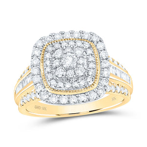 10kt Yellow Gold Womens Round Diamond Square Ring 1 Cttw