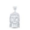 Sterling Silver Mens Round Diamond Jesus Face Charm Pendant 1/4 Cttw