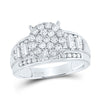 Sterling Silver Round Diamond Cluster Bridal Wedding Engagement Ring 1 Cttw