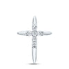 10kt White Gold Womens Round Diamond Cross Pendant 1/10 Cttw