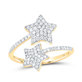 10kt Yellow Gold Womens Round Diamond Bypass Star Ring 1/2 Cttw