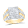 10kt Yellow Gold Mens Round Diamond Square Cluster Ring 1-1/3 Cttw