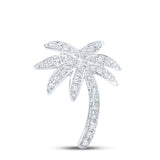 14kt White Gold Womens Round Diamond Palm Tree Pendant 1/4 Cttw