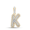 10kt Yellow Gold Womens Round Diamond K Initial Letter Pendant 1/5 Cttw