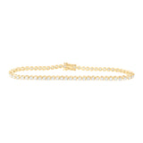 14kt Yellow Gold Womens Round Diamond Single Row Tennis Bracelet 2 Cttw