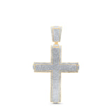 10kt Yellow Gold Mens Round Diamond Cross Charm Pendant 2-1/2 Cttw