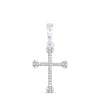 10kt White Gold Womens Round Diamond Cross Pendant 1/12 Cttw