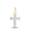 10kt Yellow Gold Womens Round Diamond Cross Pendant 1/12 Cttw