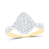 14kt Yellow Gold Pear Diamond Tear Halo Bridal Wedding Engagement Ring 1 Cttw