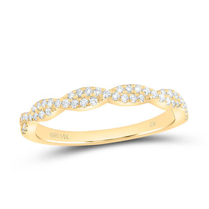 14kt Yellow Gold Womens Round Diamond Twist Stackable Band Ring 1/4 Cttw