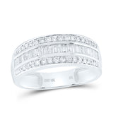 10kt White Gold Mens Baguette Diamond Band Ring 7/8 Cttw