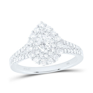 14kt White Gold Pear Diamond Halo Bridal Wedding Engagement Ring 1 Cttw