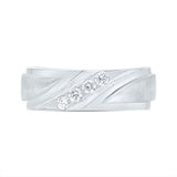 14kt White Gold Mens Round Channel-set Diamond Wedding Anniversary Band Ring 1/4 Cttw