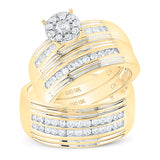 10kt Yellow Gold His Hers Round Diamond Solitaire Matching Wedding Set 1 Cttw