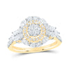 10kt Yellow Gold Round Diamond Cluster Bridal Wedding Engagement Ring 1 Cttw