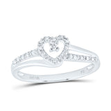 10kt White Gold Womens Round Diamond Heart Promise Ring 1/20 Cttw