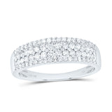 10kt White Gold Womens Round Diamond Pave Band Ring 1/2 Cttw