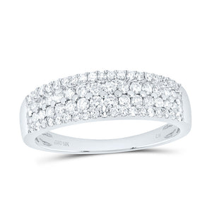 10kt White Gold Womens Round Diamond Pave Band Ring 1/2 Cttw