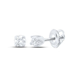14kt White Gold Womens Round Diamond Solitaire Earrings 1/10 Cttw