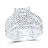 10kt White Gold Baguette Diamond Bridal Wedding Ring Band Set 1-1/3 Cttw
