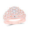 14kt Rose Gold Round Diamond Bridal Wedding Ring Band Set 1 Cttw