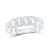 10kt White Gold Womens Round Diamond Cuban Link Stackable Band Ring 1/6 Cttw