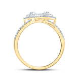 10kt Yellow Gold Womens Round Diamond Bypass Teardrop Ring 3/8 Cttw