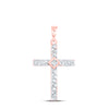 10kt White Gold Womens Round Diamond Cross Pendant 1/4 Cttw