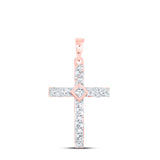 10kt White Gold Womens Round Diamond Cross Pendant 1/4 Cttw