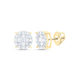 10kt Yellow Gold Baguette Diamond Cluster Earrings 5/8 Cttw