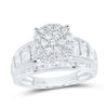 10kt White Gold Round Diamond Cluster Bridal Wedding Engagement Ring 7/8 Cttw