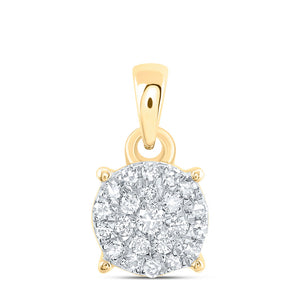 10kt Yellow Gold Womens Round Diamond Cluster Pendant 1/6 Cttw