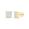 10kt Yellow Gold Round Diamond Square Earrings 1/10 Cttw