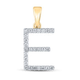 10kt Yellow Gold Womens Round Diamond E Initial Letter Pendant 1/5 Cttw
