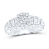 Sterling Silver Round Diamond Cluster Bridal Wedding Engagement Ring 1/2 Cttw
