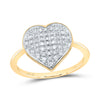 10kt Yellow Gold Womens Round Diamond Heart Ring 1/6 Cttw