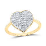 10kt Yellow Gold Womens Round Diamond Heart Ring 1/6 Cttw