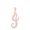 10kt Rose Gold Womens Round Diamond J Initial Letter Pendant 1/8 Cttw