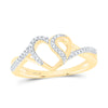 10kt Yellow Gold Womens Round Diamond Heart Ring 1/10 Cttw