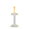 10kt Yellow Gold Womens Round Diamond Initial I Letter Pendant 1/20 Cttw