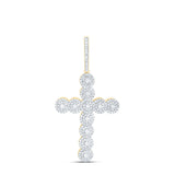10kt Yellow Gold Mens Round Diamond Cross Charm Pendant 1-1/2 Cttw