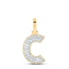 10kt Yellow Gold Mens Baguette Diamond C Initial Letter Charm Pendant 3/8 Cttw