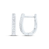 14kt White Gold Womens Round Diamond Hoop Earrings 1/4 Cttw