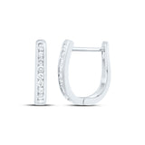 14kt White Gold Womens Round Diamond Hoop Earrings 1/4 Cttw